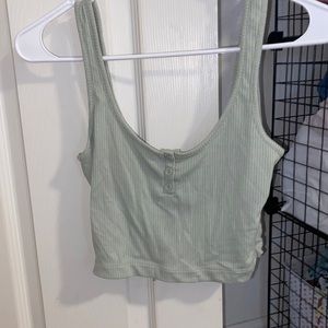 Sage green ribbed tank top